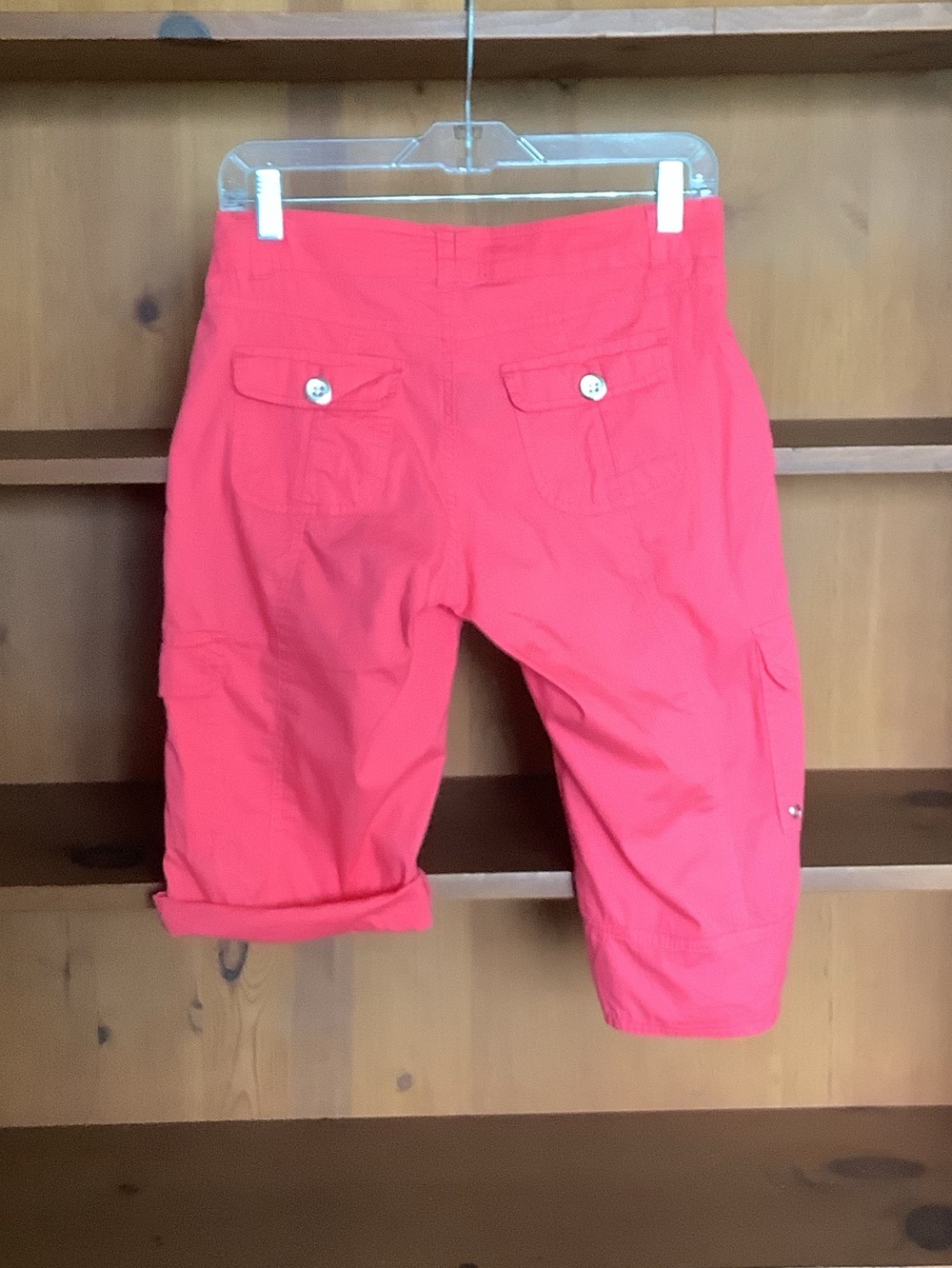 Y2K INC International Concepts Coral Roll Tab Cargo Low Rise Capri Shorts Size S - Picture 8 of 13